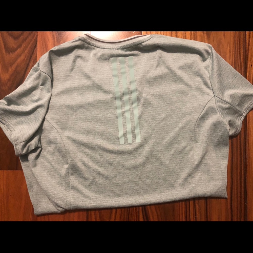 NWOT Womens Adidas Grey Blue Workout Shirt